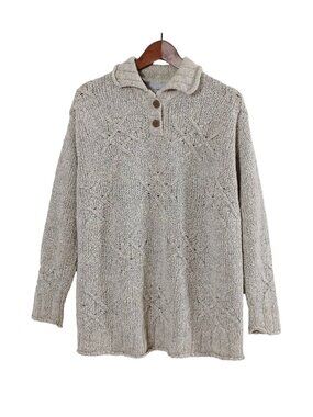 Esprit Collared Textured Knit Sweater Size L